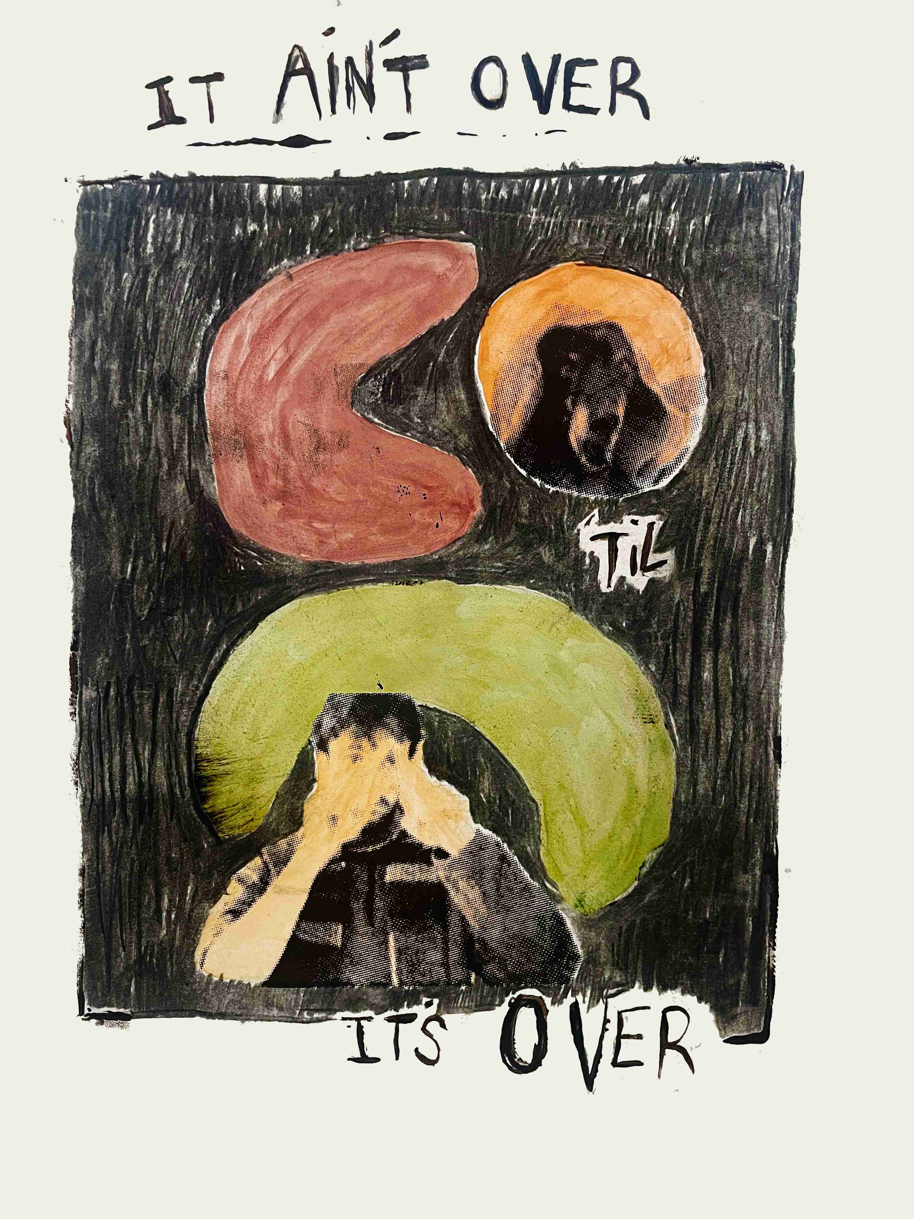 Scanned image of Oskar Backent's screenprinted work, 'Over'