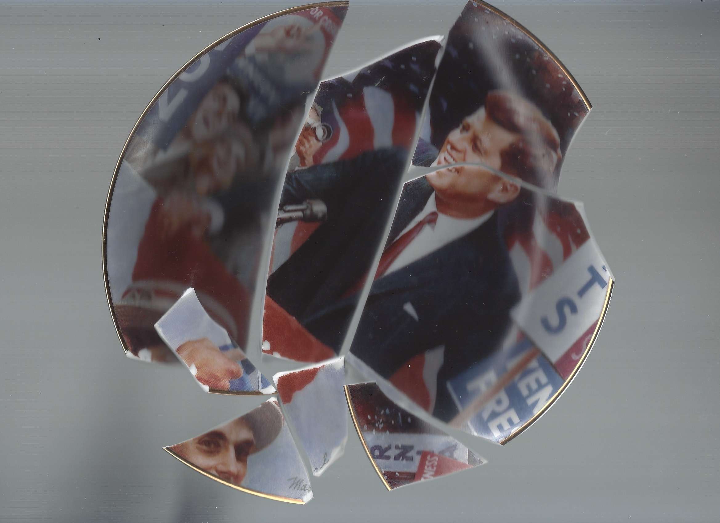 Scanned broken plate of JFK
